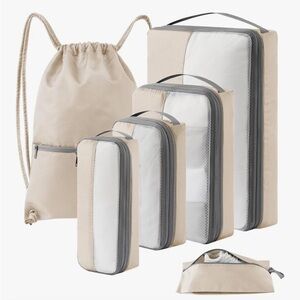 NWOT Beige and Gray Travel Packing Cubes sets Organizer 6 piece Set